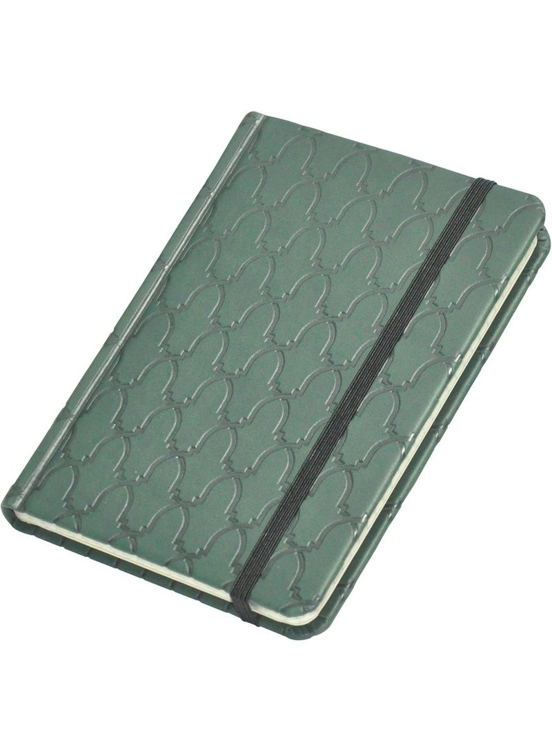 FIS Notebook With Elastic Band Italian PU Cover, Ivory Paper, 5 mm Square, Green Color, 96 Sheets With Gift Box, A6 Size - FSNBEX5MA6GRD1 - Image 1